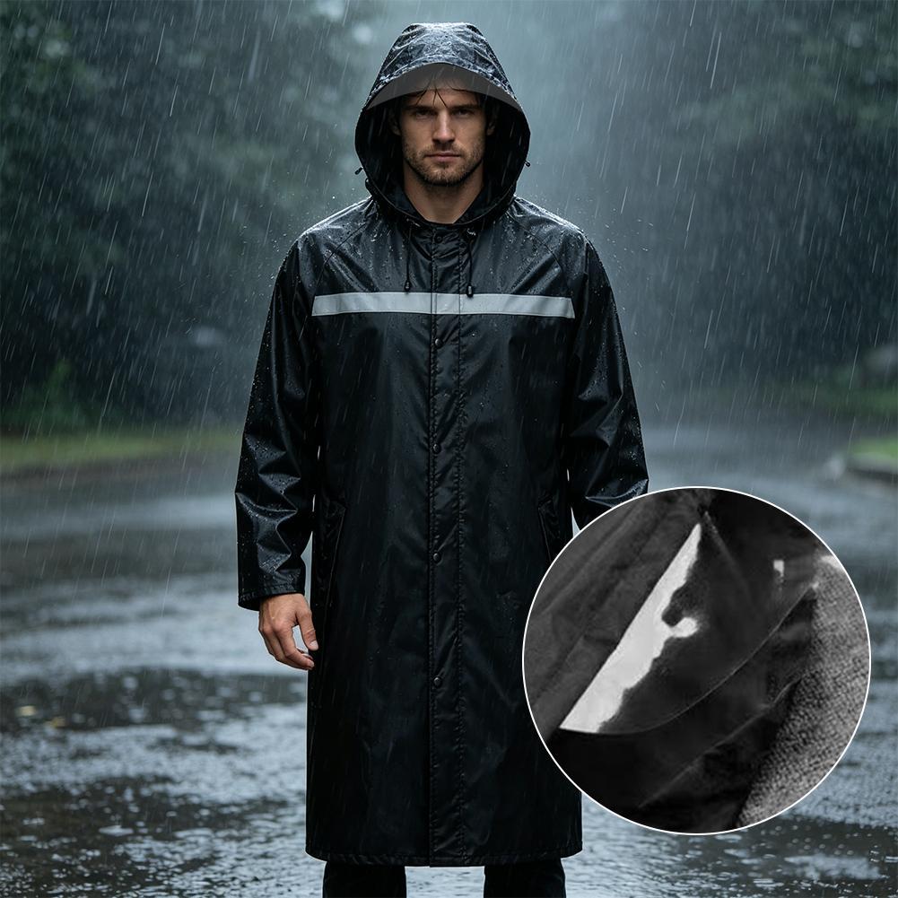 Cycling Commute Rain - Su Geçirmez Kapüşonlu Yağmurluk, Yansıtıcı Şeritli